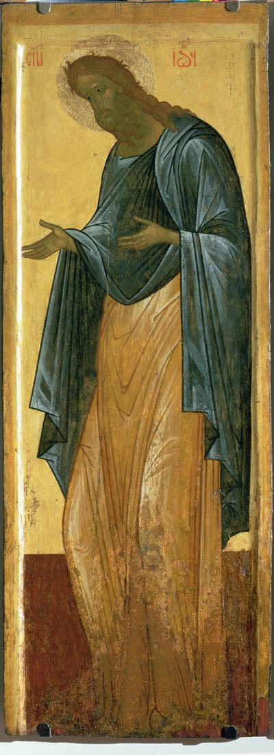 St. John the Forerunner, from the Deisis tier of the Dormition Cathedral in Vladimir by Andrei Rublev